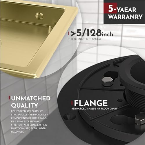 6 Inch Square Shower Drain with Flange