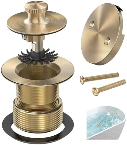 Sleek champagne-brushed gold bronze bathtub drain