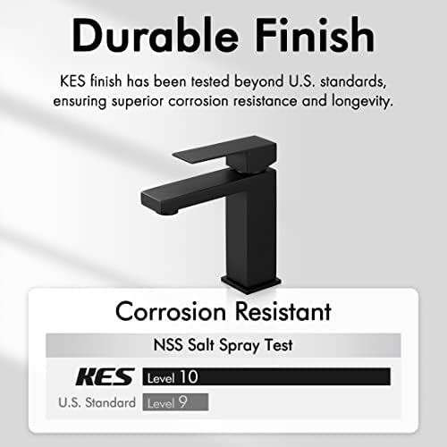 KES Black Bathroom Faucet Matte Black with Pop Up Drain