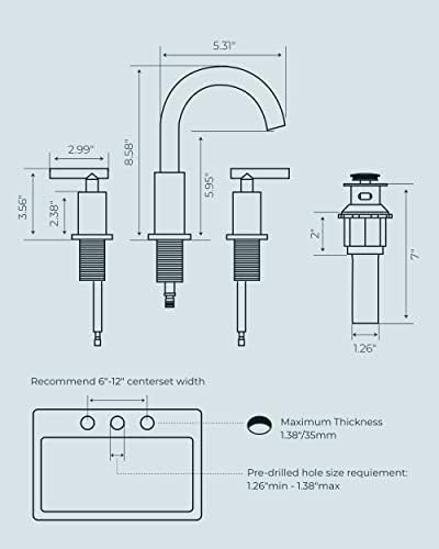 FORIOUS Brushed Nickel Gold Bathroom Faucet - Durable Attractive for Your Bathroom