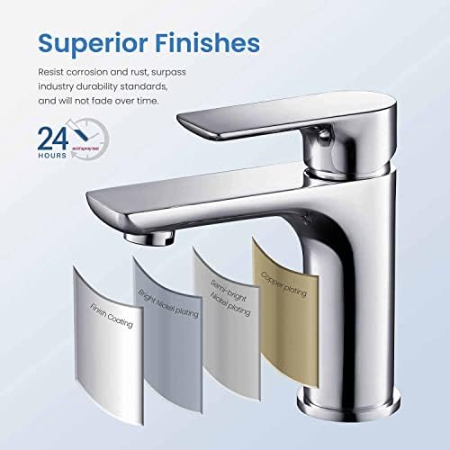 KIBI Durable Stylish Single Handle Bathroom Sink Faucet Chrome Finish Rust-Resistant