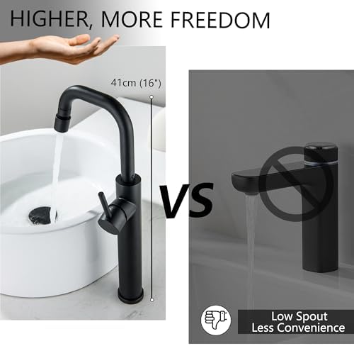 Bath Faucet 360 Swivel Tall Bath Sink Black