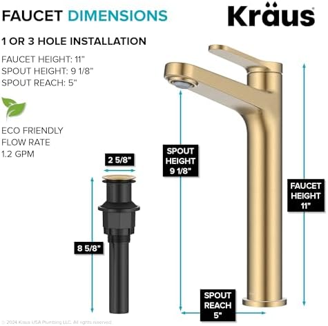 Sleek Vessel Sink Faucet Spot-Free Stainless Brass Single Handle