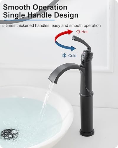 Tall Black Vessel Faucet Non-Leakage Touch On Faucet for Bathroom