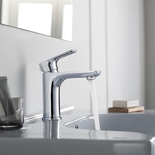 KIBI Durable Stylish Single Handle Bathroom Sink Faucet Chrome Finish Rust-Resistant