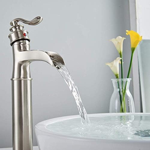 Bathfinesse Vessel Sink Faucet Waterfall Flow Brushed Nickel