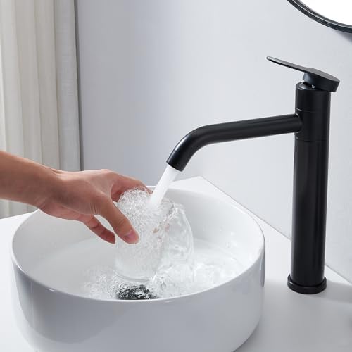 Comllen Tall Bathroom Faucet 360 Swivel Matte Black Vanity Sink