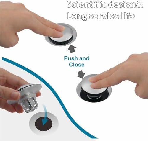 Chrome Bathroom Sink Drain Stopper with Hair Catcher