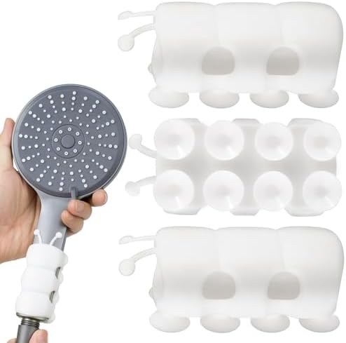3-Piece Silicone shower mount with suction cup for adjustable showers
