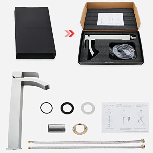 EZANDA Single Handle Vessel Sink Faucet - Waterfall Tall Bathroom Sink