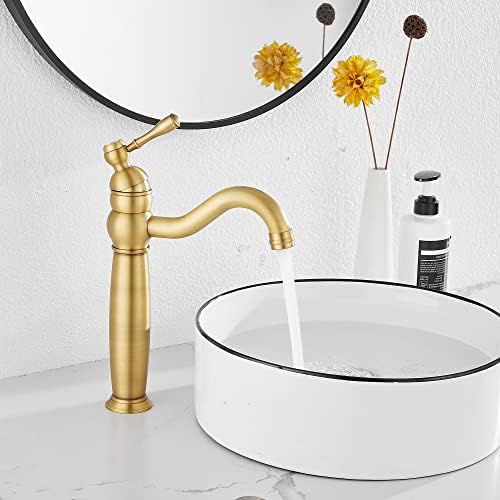 GGStudy 360-Degree Swivel Faucet Antique Brass 1-Hole Sink Faucet
