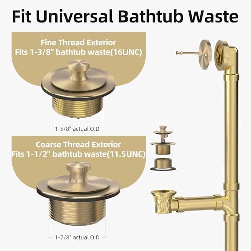 Sleek champagne-brushed gold bronze bathtub drain