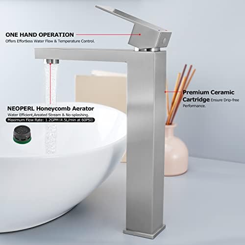 EZANDA 12 GPM Tall Faucet Brushed Nickel