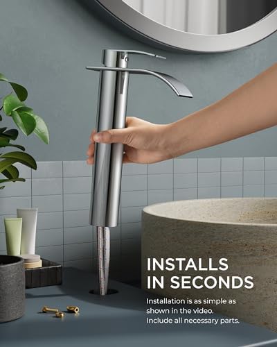 FORIOUS Waterfall Faucet with Chrome Handle