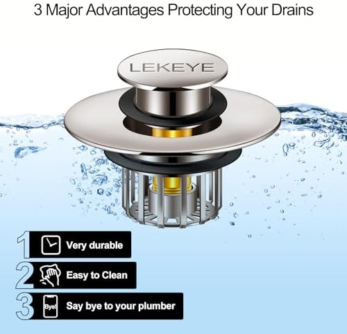 Efficient 2-in-1 bathtub drain stopper with hair trap Rustproof Durable