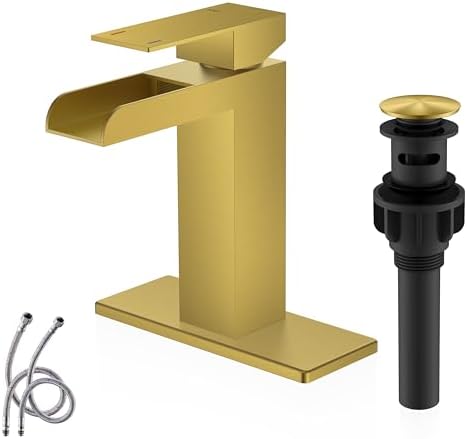 Effortless Flow with Kenes Brushed Gold Waterfall Faucet