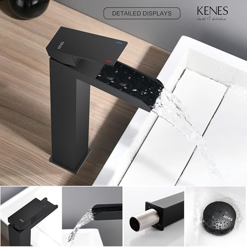 KENES Tall Bathroom Faucet Modern Design with Matte Black Finish