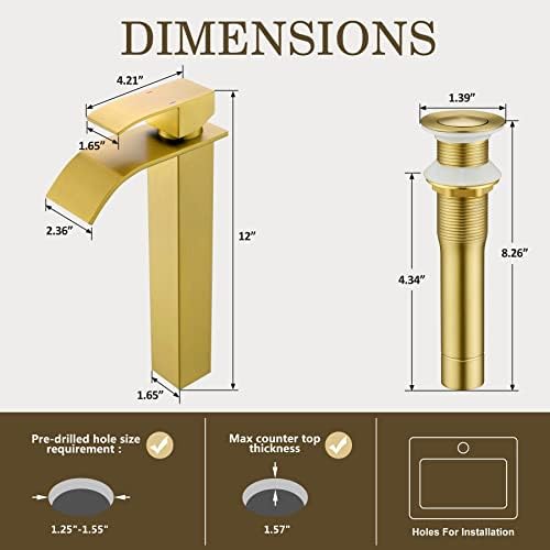 Sturdy Gold Vessel Sink Faucet