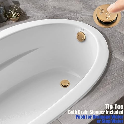 Artiwell 1-12 Black Tubular Bathtub Drain Kit with Overflow and Plug