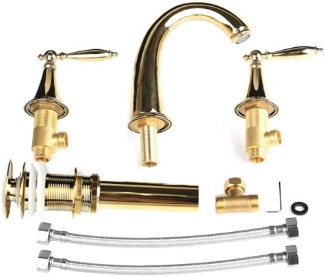 EasyVibe 3-Hole Gold-Tone Overflow Bath Faucet Set for Sink