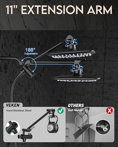 Veken Wash Easy High Pressure Rain shower Head with Extension Arm