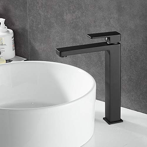 NEWRAIN Modern Single Handle Matte Black Bathroom Faucet