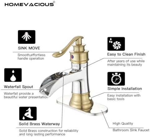 Homevacious Modern Gold Chrome Bathroom Faucet