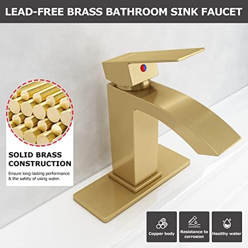 Brass Waterfall Faucet with Extra Large Spout Deck Plate Components