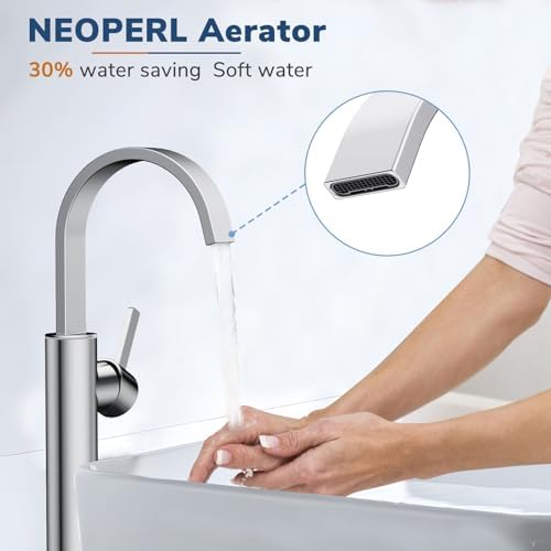 Premium Vessel Sink Faucet Hurran Brushed Nickel Modern Bathroom Fixtures