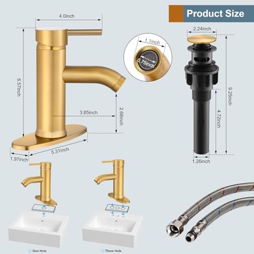 Gold-plated bathroom sink faucet