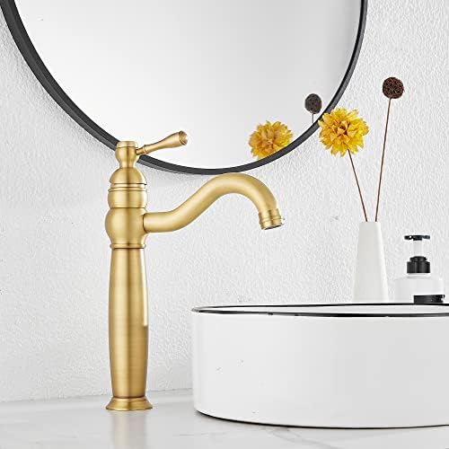 GGStudy 360-Degree Swivel Faucet Antique Brass 1-Hole Sink Faucet