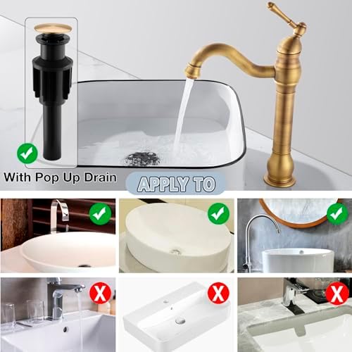 Antique Brass Tall Bathroom Faucet with Swivel