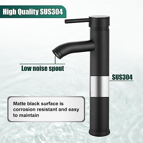 Sturdy Vessel Sink Faucet Matte Black Single Handle Durable for Heavy Use