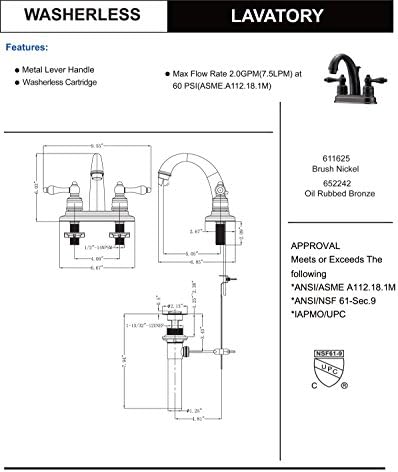 Stylish 611625 Two-Handle Lavatory Faucet