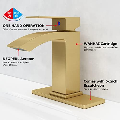 Brass Waterfall Faucet with Extra Large Spout Deck Plate Components