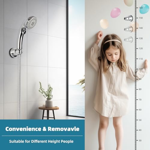 iFealClear Vacuum Suction Cup Shower Head Holder Wall-Mounted Chrome