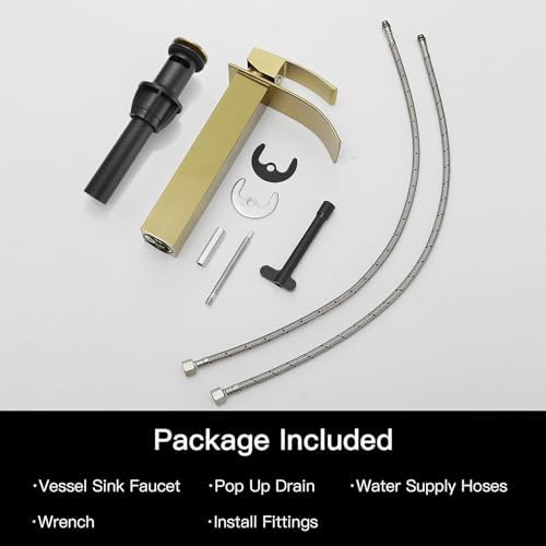 Vessel Sink Faucet Brushed Gold Modern Faucet Single Hole Faucet Shower Faucet
