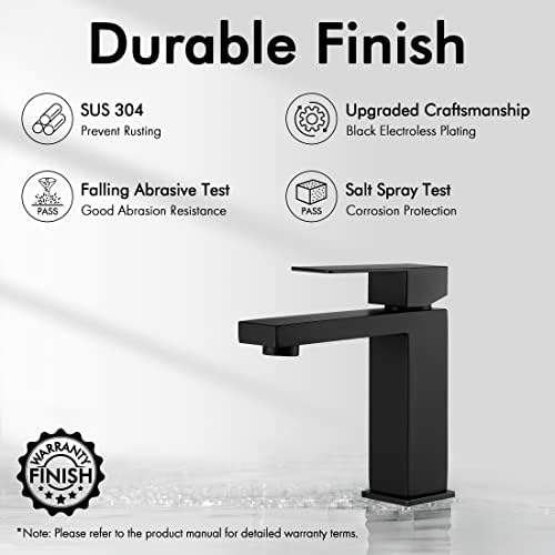 KES Black Bathroom Faucet Matte Black with Pop Up Drain