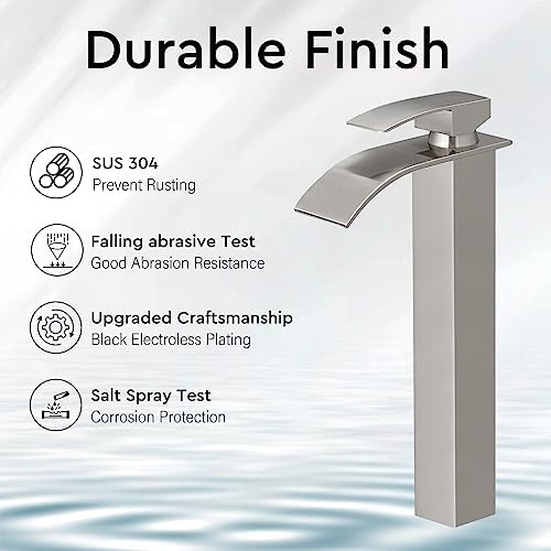 BESy Touch on Faucet - Waterfall Design Brushed Nickel Durable Modern