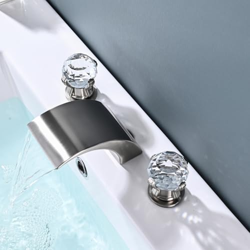 3 Holes Widespread Brushed Gold Faucet with 2 Knob Handles