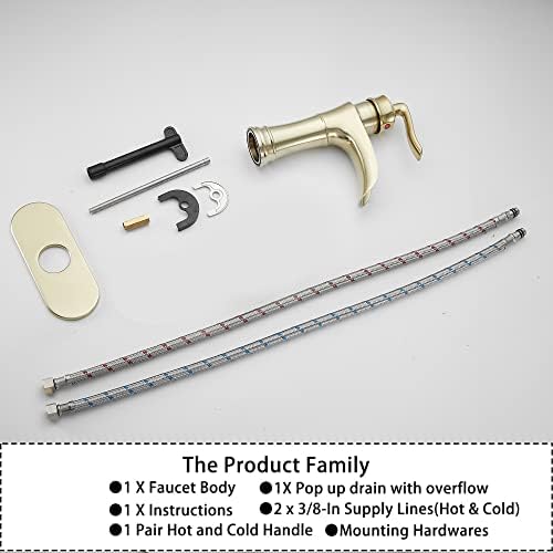 Exquisite waterfall bathroom faucet with gold finish for luxury bath by GGStudy