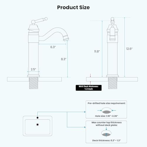 Gotonovo Long Reach Deck-Mounted Bathroom Faucet