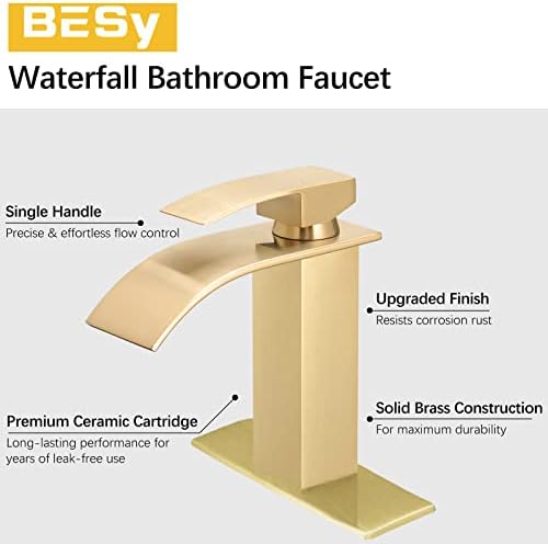 BESy Waterfall Faucet Single Handle Brushed Gold