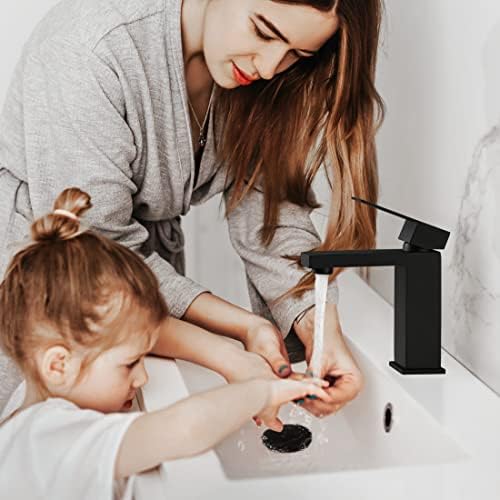 KES Black Bathroom Faucet Matte Black with Pop Up Drain