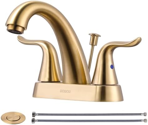 WOWOW 4-Inch Bathroom Faucet Brushed Gold Modern Design