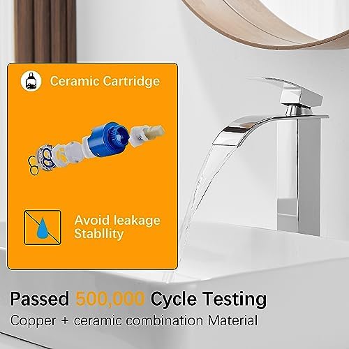 BESy Polished Chrome Waterfall Spout bathroom faucet