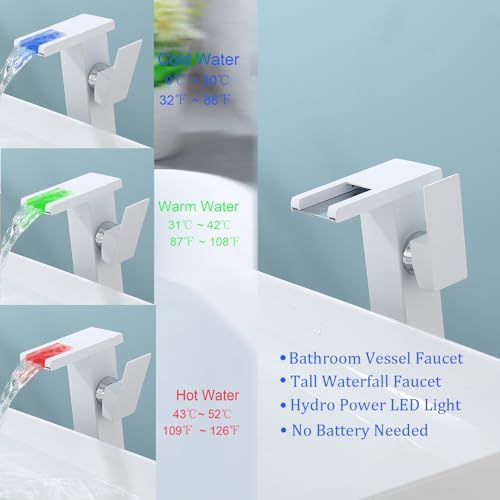 Vibrant LED Bathroom Faucet with Waterfall Design