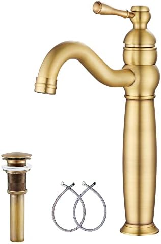 GGStudy 360-Degree Swivel Faucet Antique Brass 1-Hole Sink Faucet