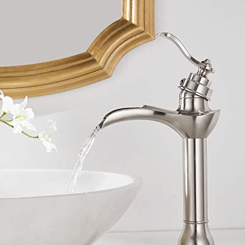 Vessel Sink Faucet with Drain Assembly Brushed Nickel Bathroom Faucet