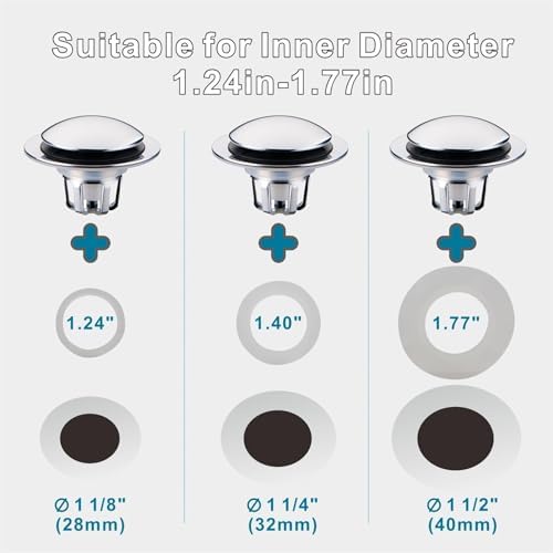 Chrome Bathroom Sink Drain Stopper with Hair Catcher